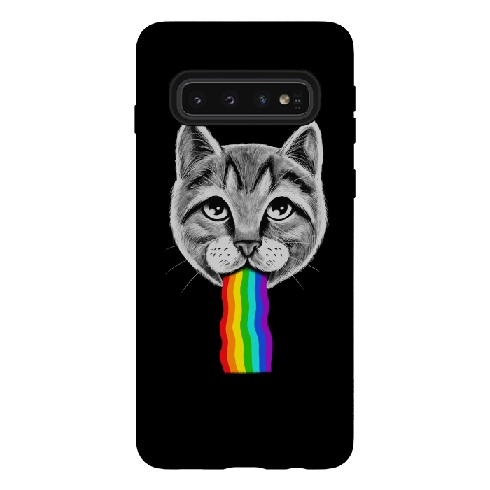 Galaxy S10 StrongFit Cat rainbow by Coffee Man