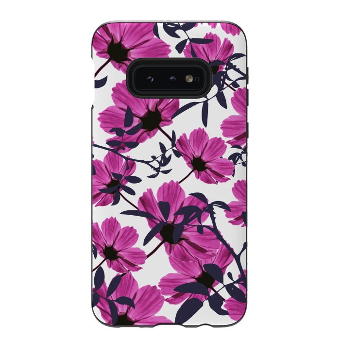 Galaxy S10e StrongFit Floral Explorers  (White)  by Zala Farah