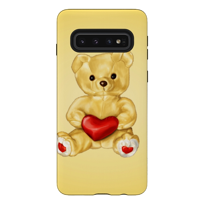 Galaxy S10 StrongFit Cute Teddy Bear Hypnotist With Heart by Boriana Giormova