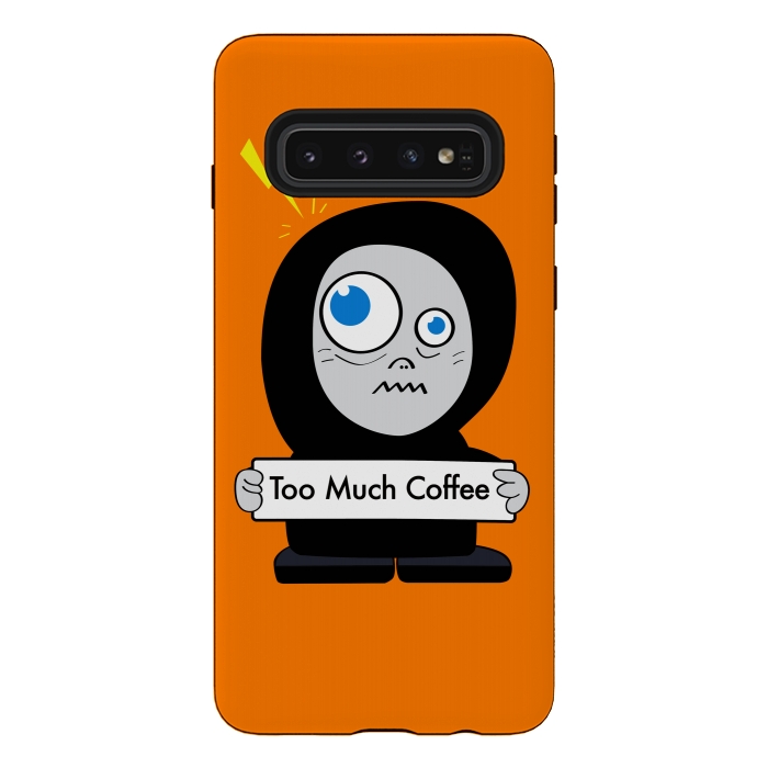 Galaxy S10 StrongFit Funny Cartoon Character Too Much Coffee by Boriana Giormova