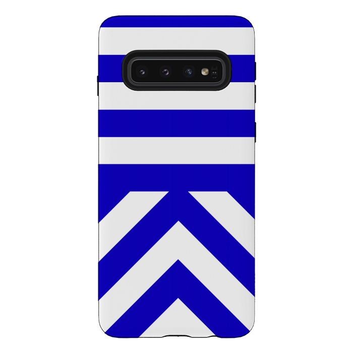 Galaxy S10 StrongFit Blue Stripes by Caitlin Workman