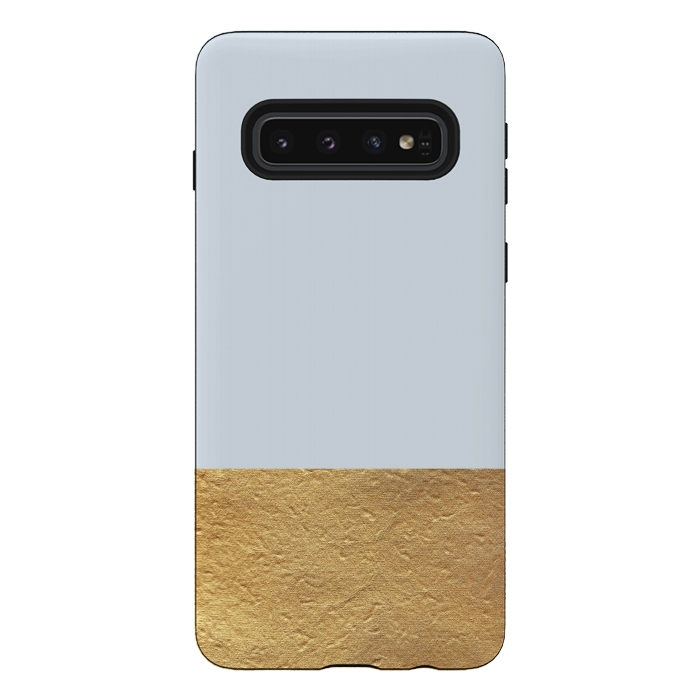 Galaxy S10 StrongFit Color Block Light Blue and Gold by Caitlin Workman