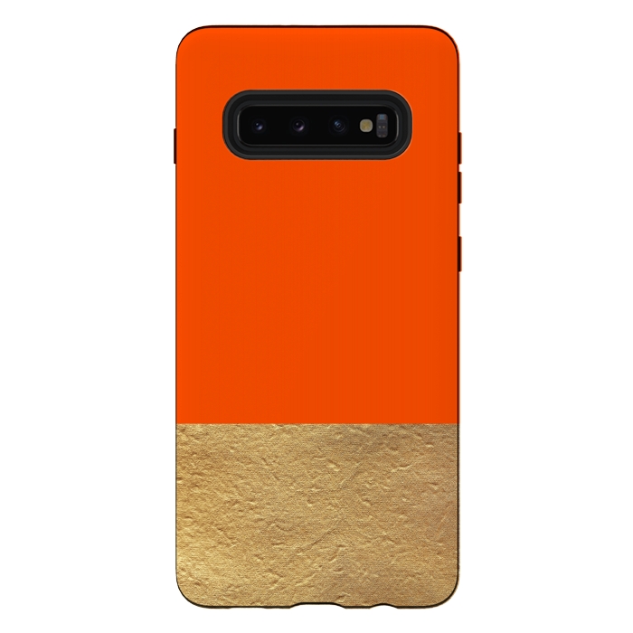 Galaxy S10 plus StrongFit Color Block Red and Gold by Caitlin Workman