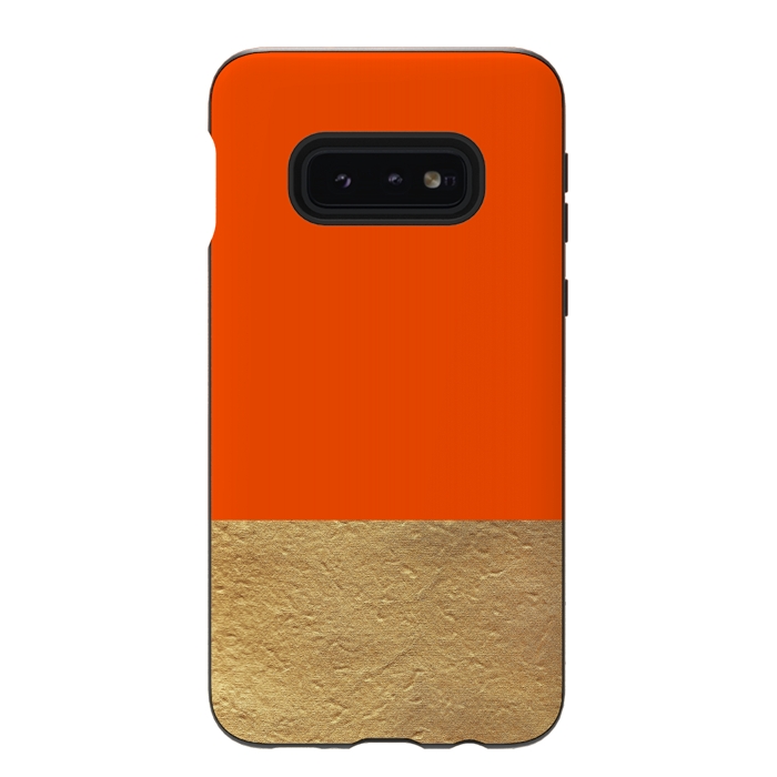 Galaxy S10e StrongFit Color Block Red and Gold by Caitlin Workman