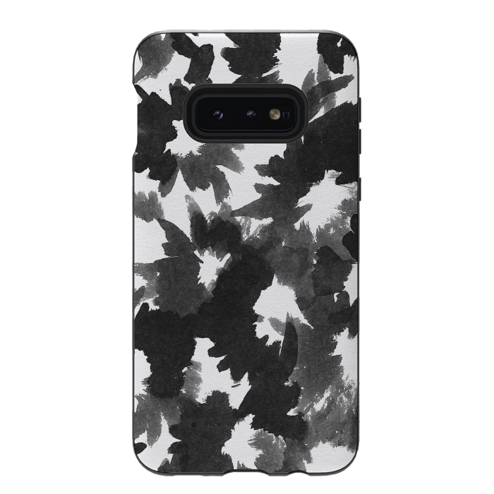 Galaxy S10e StrongFit Black Floral by Caitlin Workman