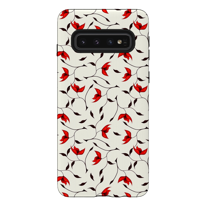 Galaxy S10 StrongFit Beautiful Strange Red Flowers Pattern by Boriana Giormova