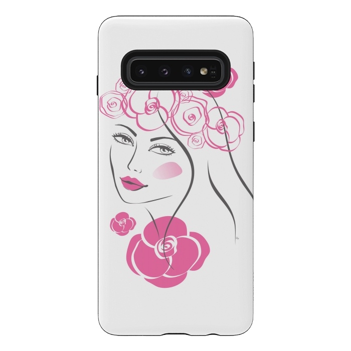 Galaxy S10 StrongFit Pink Rose Lady by Martina