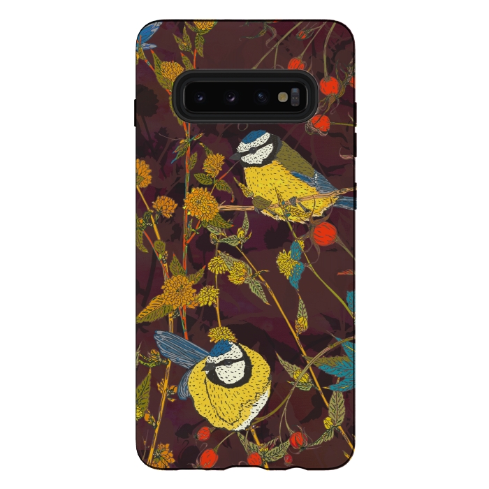 Galaxy S10 plus StrongFit Blue Tits by Lotti Brown