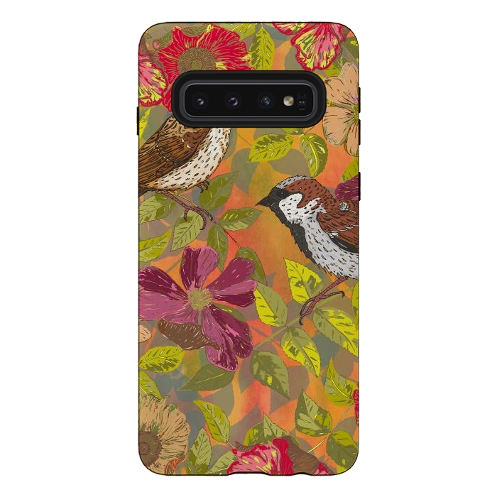 Galaxy S10 StrongFit Sparrow and Wild Rose by Lotti Brown