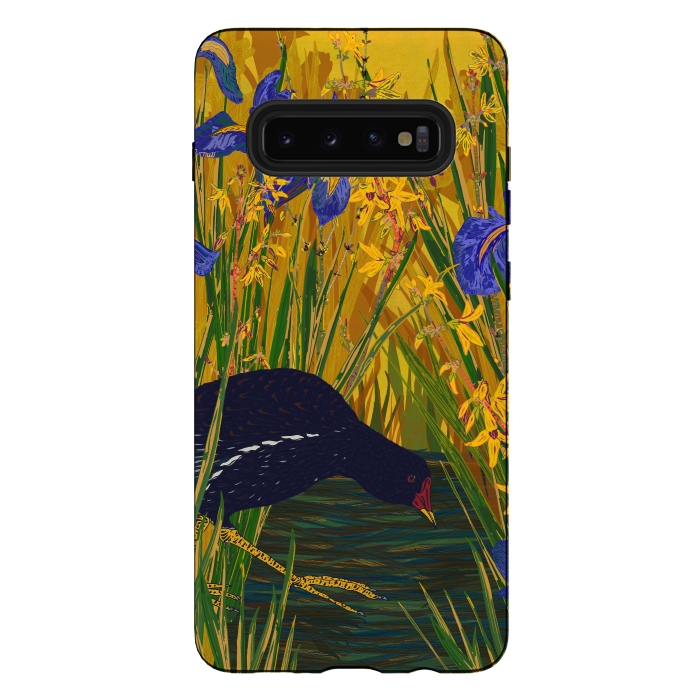 Galaxy S10 plus StrongFit Moorhen and Iris by Lotti Brown