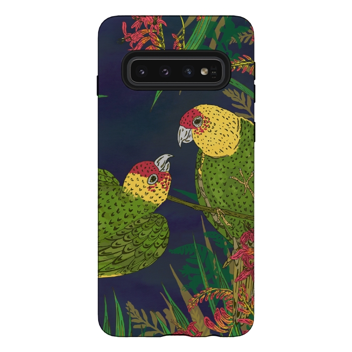 Galaxy S10 StrongFit Parakeets in Paradise by Lotti Brown