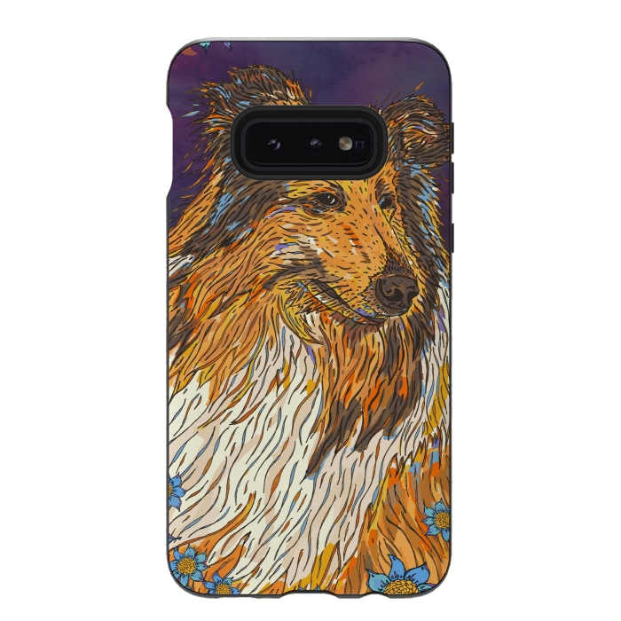 Galaxy S10e StrongFit Rough Collie by Lotti Brown