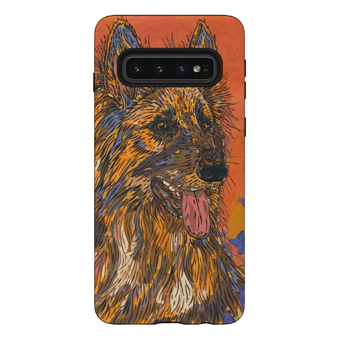 Galaxy S10 StrongFit German Shepherd Dog by Lotti Brown