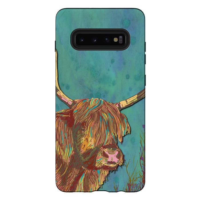 Galaxy S10 plus StrongFit Highland Cow by Lotti Brown