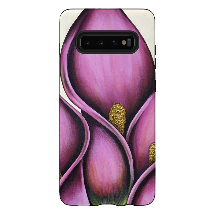 Galaxy S10 plus StrongFit Pink Calla Lilies by Denise Cassidy Wood