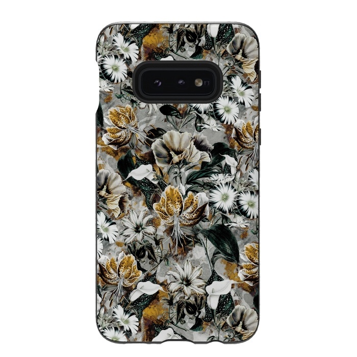 Galaxy S10e StrongFit Floral Gold by Riza Peker
