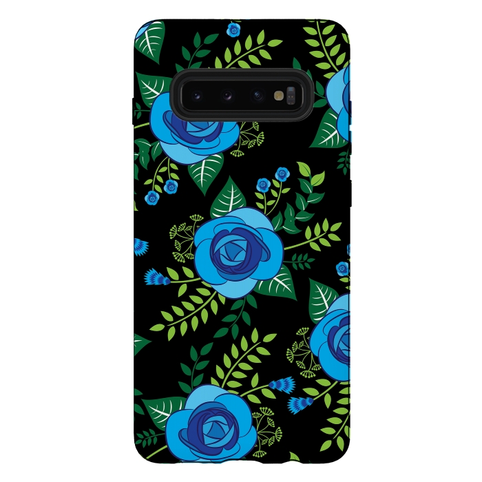 Galaxy S10 plus StrongFit Blue Roses by Rossy Villarreal