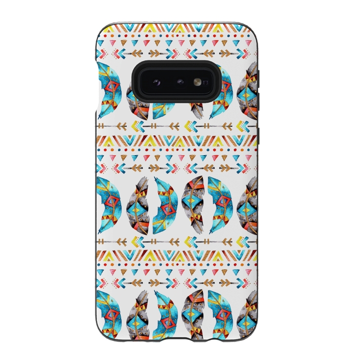 Galaxy S10e StrongFit Feathers and Arrows by Pom Graphic Design
