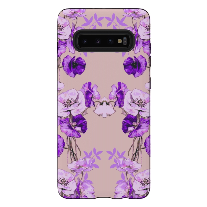 Galaxy S10 plus StrongFit Dramatic Florals (Purple) by Zala Farah