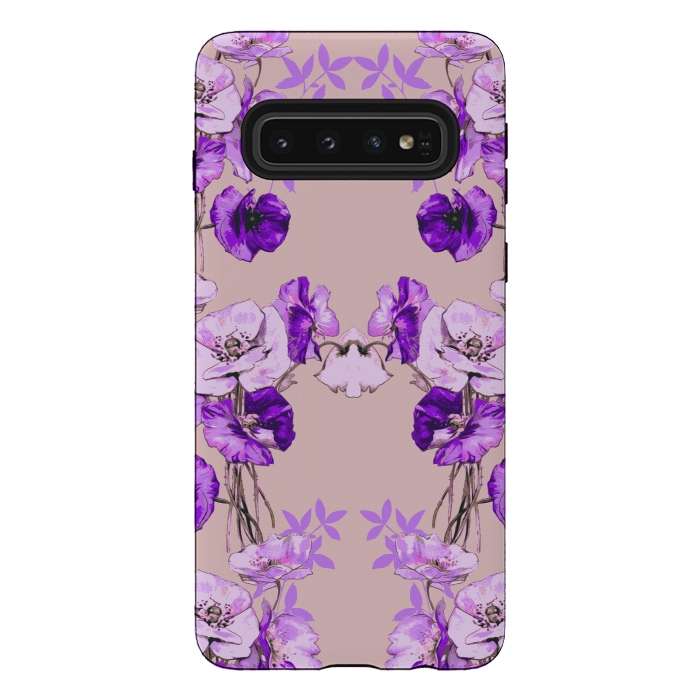 Galaxy S10 StrongFit Dramatic Florals (Purple) by Zala Farah