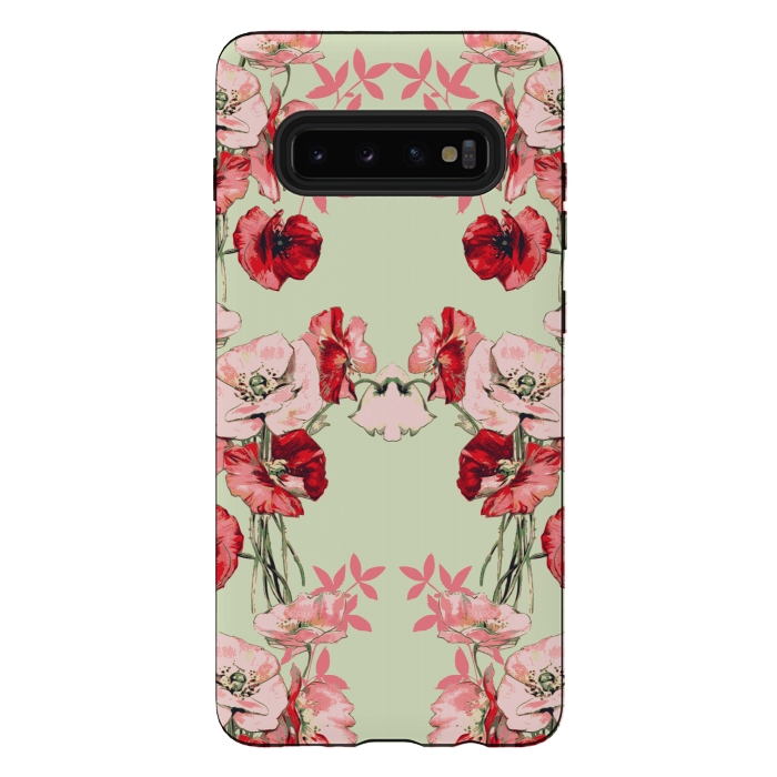 Galaxy S10 plus StrongFit Dramatic Florals (Red) by Zala Farah