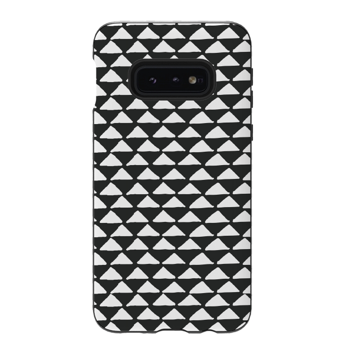 Galaxy S10e StrongFit Triangle pattern seamless black and white by Jelena Obradovic