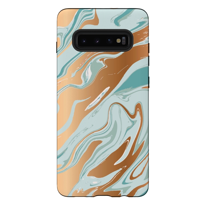 Galaxy S10 plus StrongFit Liquid Green Marble and Gold 006 by Jelena Obradovic