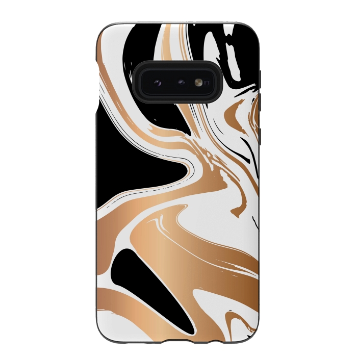 Galaxy S10e StrongFit Black and Gold Marble 027 by Jelena Obradovic