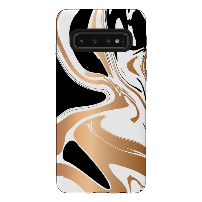 Galaxy S10 StrongFit Black and Gold Marble 027 by Jelena Obradovic