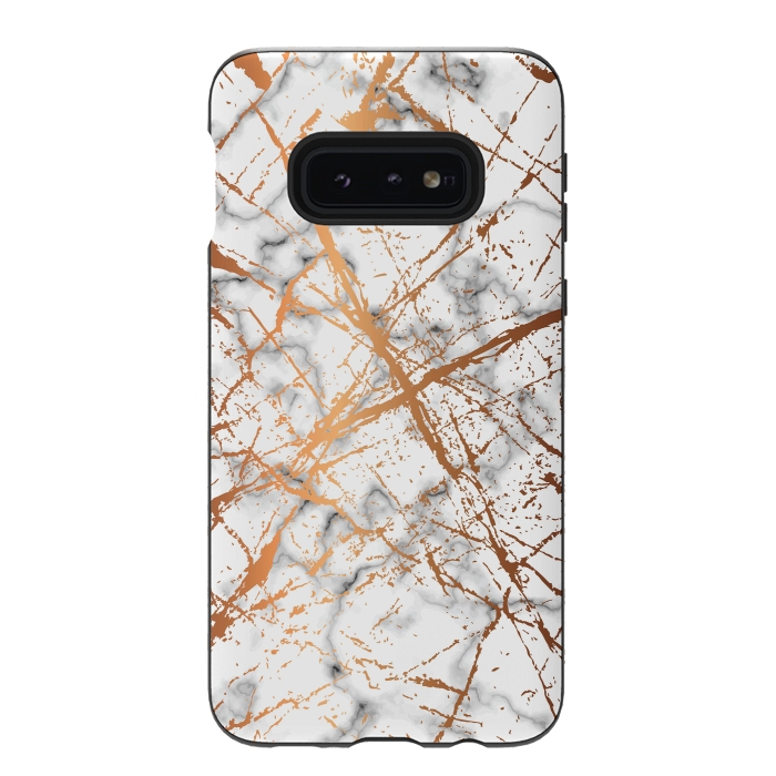 Galaxy S10e StrongFit Marble Texture and Gold Splatter 039 by Jelena Obradovic