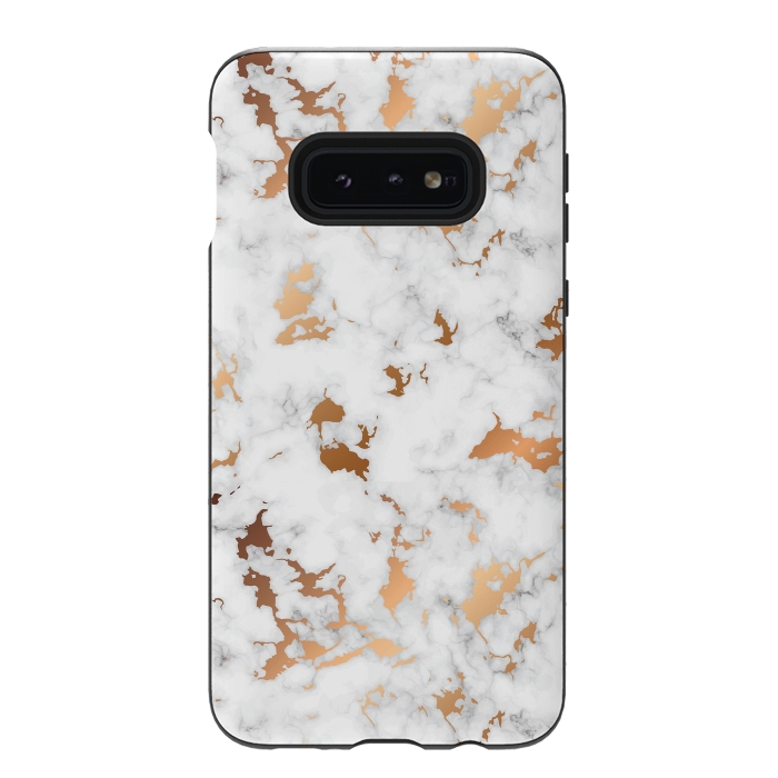 Galaxy S10e StrongFit Marble Texture with Gold Splatter 040 by Jelena Obradovic