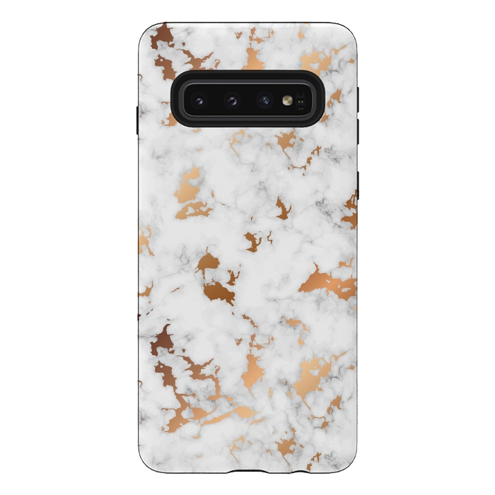 Galaxy S10 StrongFit Marble Texture with Gold Splatter 040 by Jelena Obradovic