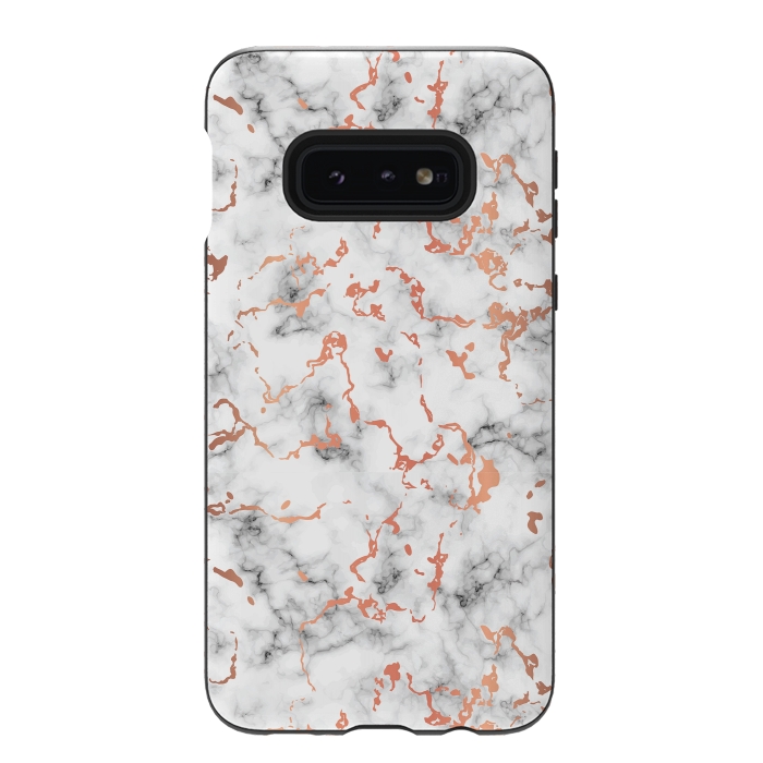 Galaxy S10e StrongFit Marble Texture with Copper Splatter 041 by Jelena Obradovic
