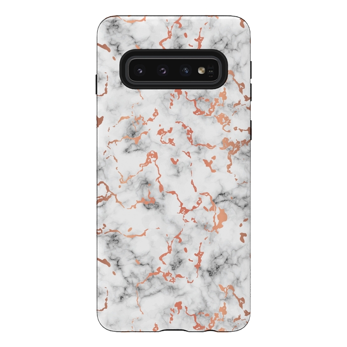 Galaxy S10 StrongFit Marble Texture with Copper Splatter 041 by Jelena Obradovic