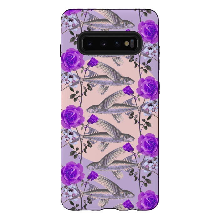 Galaxy S10 plus StrongFit Floral Fishies (Purple) by Zala Farah