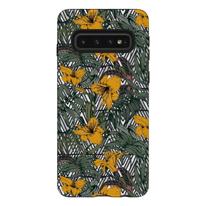 Galaxy S10 StrongFit Tribal tropical bloom by Mmartabc