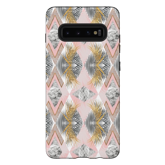 Galaxy S10 plus StrongFit Marbled tropical geometric pattern II by Mmartabc