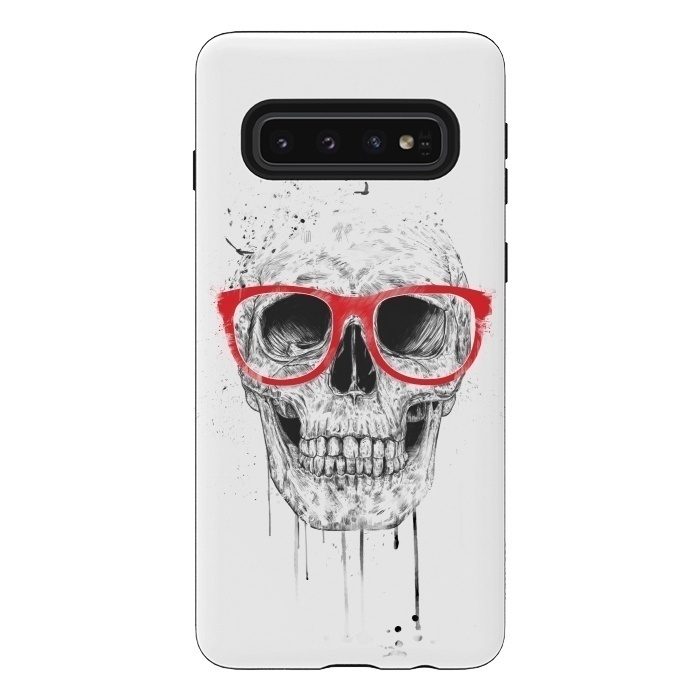 Galaxy S10 StrongFit Skull with red glasses by Balazs Solti