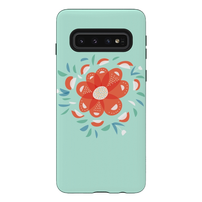 Galaxy S10 StrongFit Whimsical Decorative Red Flower by Boriana Giormova