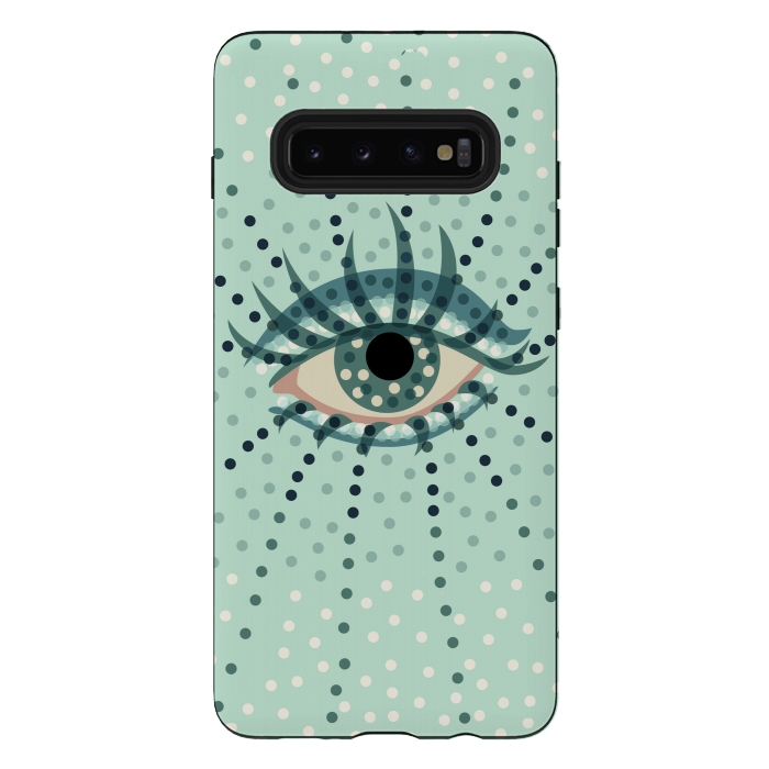Galaxy S10 plus StrongFit Beautiful Abstract Dotted Blue Eye by Boriana Giormova