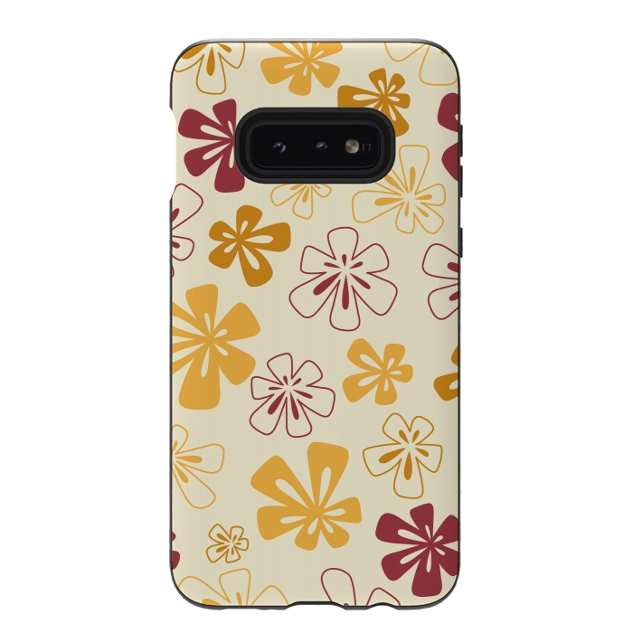 Galaxy S10e StrongFit Gold Funky Flowers by Paula Ohreen