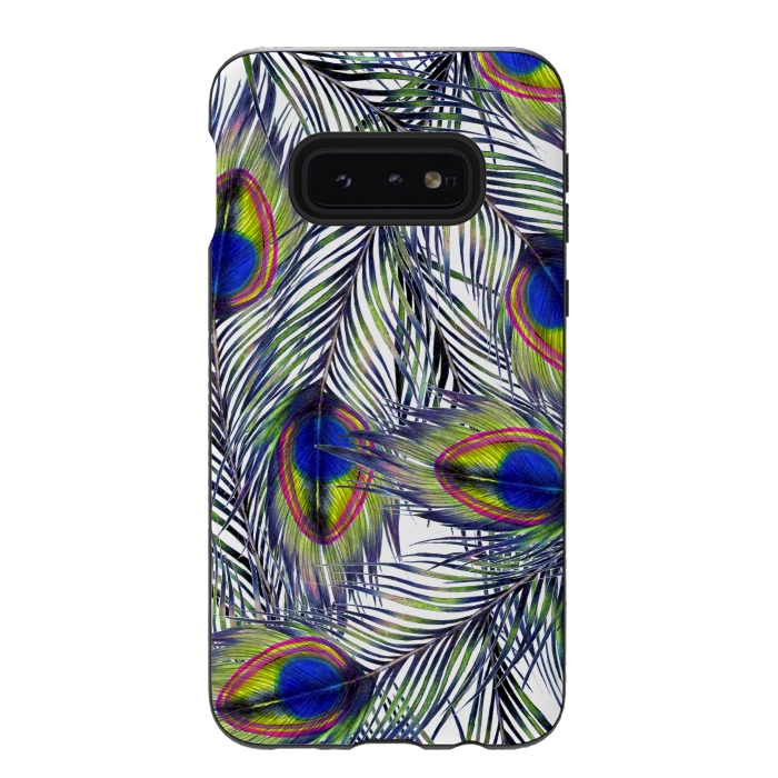 Galaxy S10e StrongFit Peacock Feathers Pattern by ECMazur 
