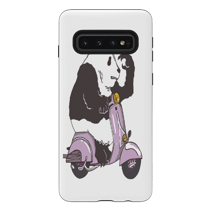 Galaxy S10 StrongFit The Panda biker by Varo Lojo
