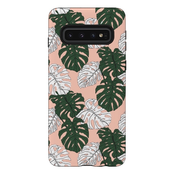 Galaxy S10 StrongFit Hand drawing monstera pastel color by Mmartabc