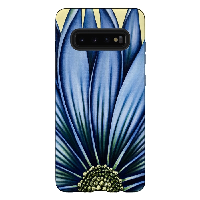Galaxy S10 plus StrongFit Blue Daisy by Denise Cassidy Wood