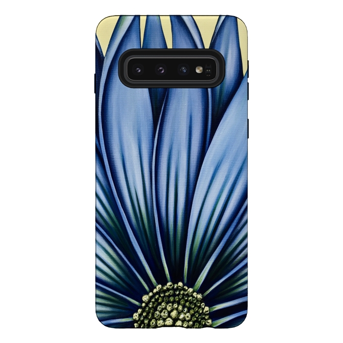 Galaxy S10 StrongFit Blue Daisy by Denise Cassidy Wood