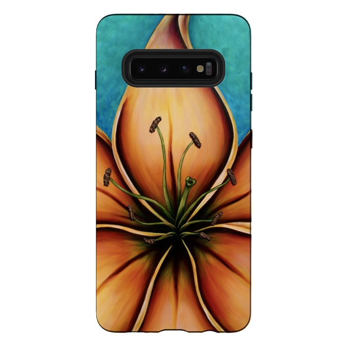 Galaxy S10 plus StrongFit Fire Lily  by Denise Cassidy Wood
