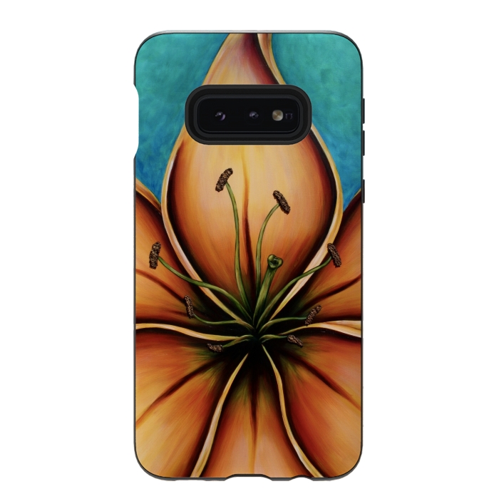 Galaxy S10e StrongFit Fire Lily  by Denise Cassidy Wood