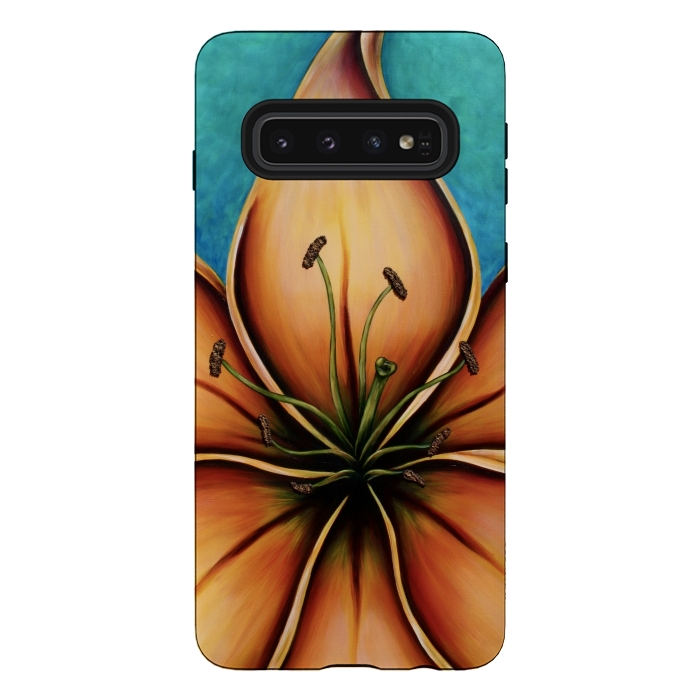Galaxy S10 StrongFit Fire Lily  by Denise Cassidy Wood