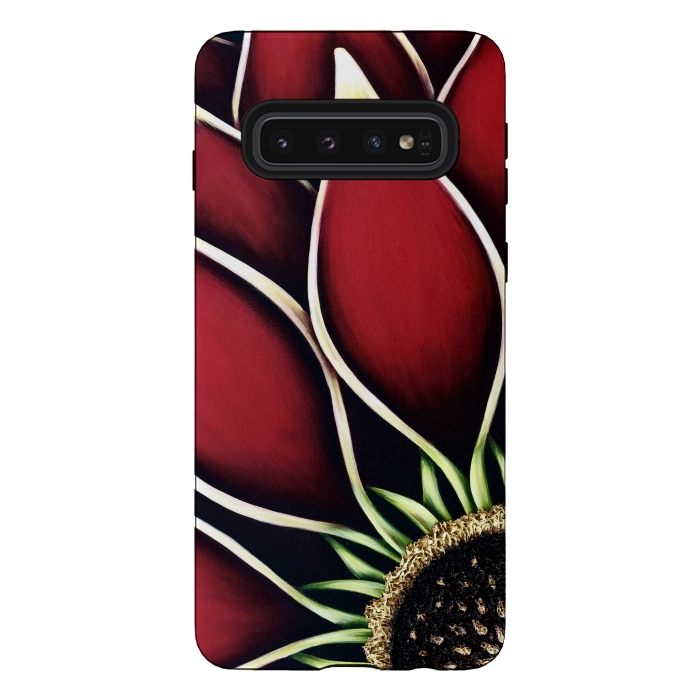 Galaxy S10 StrongFit Red Dahlia by Denise Cassidy Wood